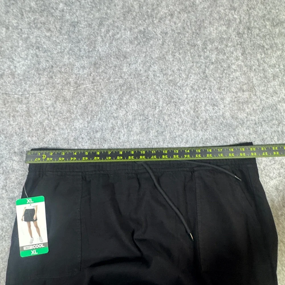 32 Degrees Cool Womens Black Cotton Skort XL Elastic Drawstring Waist Pockets